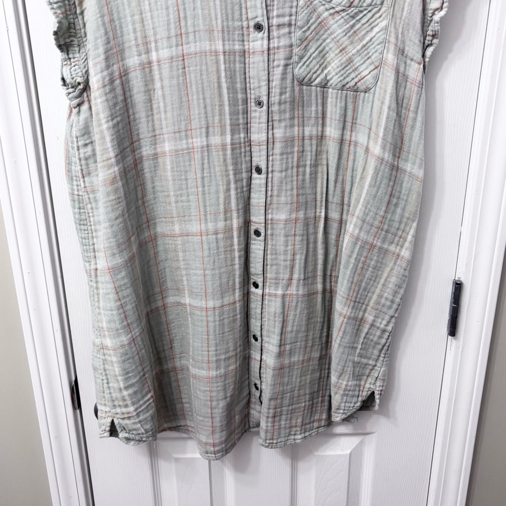 True Craft Gray and Orange Plaid Shirt Dress Womens Size XL - Picture 4 of 7